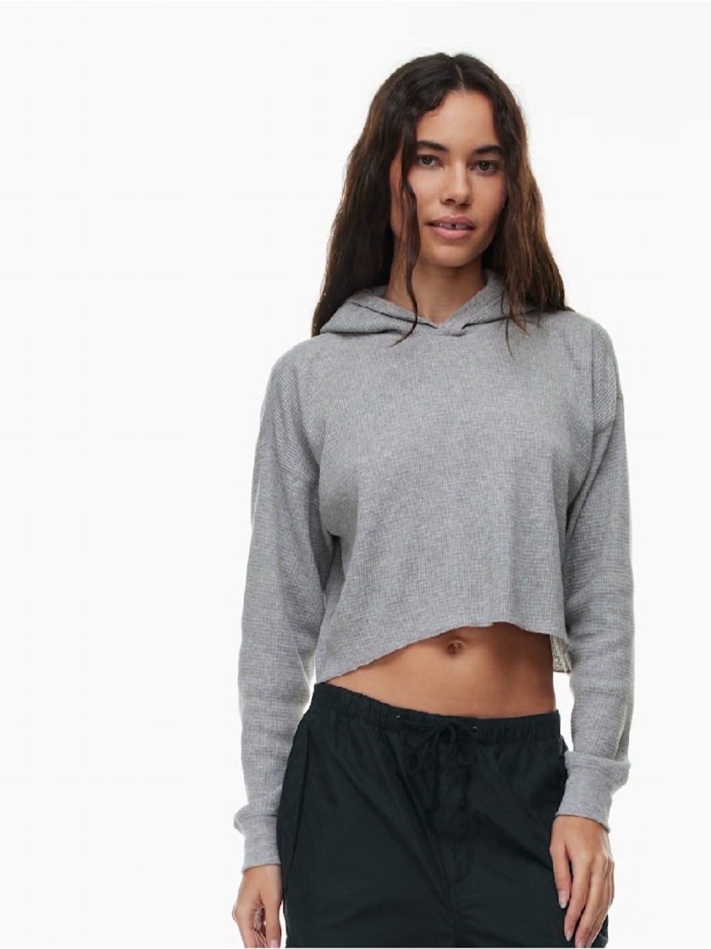 TNA Aritzia Waffle Kinney Cropped Hoodie